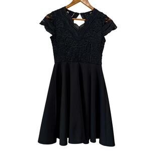Rare Editions Black Lace Goth Witchy Whimsygoth Fit Flare Skater Party Dress S